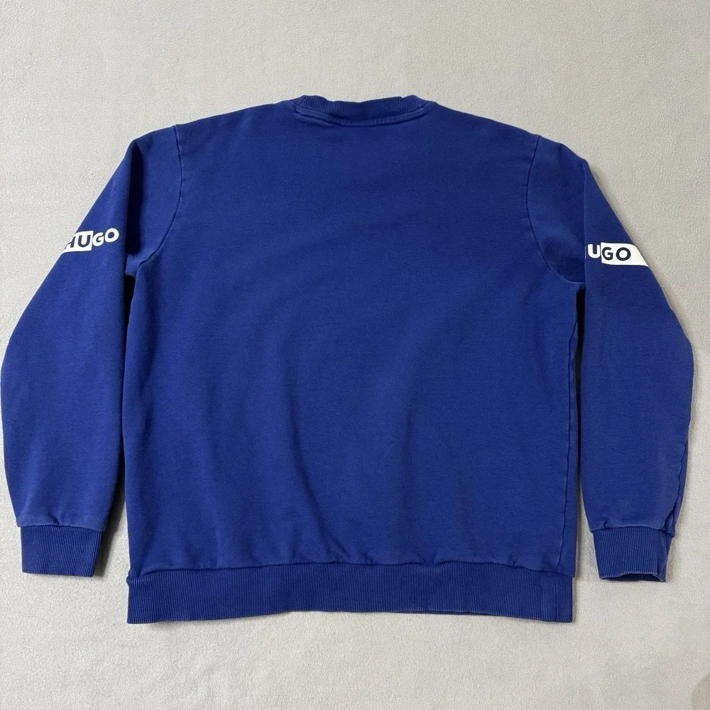 Hugo Boss Sweatshirt Mens XL Blue Logo Sleeve Stripe Sporty Casual Streetwear - Picture 5 of 9